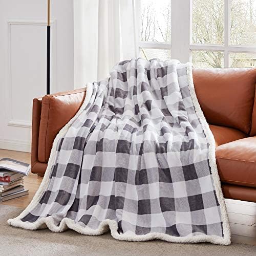 Touchat Sherpa Plaid Twin Blanket 60" X 70", Fuzzy Fluffy Soft Cozy