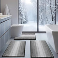 BSICPRO Bathroom Rugs Sets 3 Piece, U-Shaped Toilet Mat Sets, Black