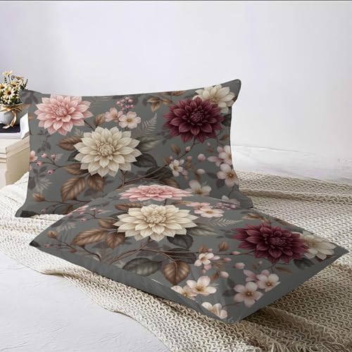 Vintage Floral Illustration Duvet Cover King 3Pcs, Breathable