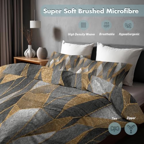 Modern Abstract Duvet Cover Queen Size, Geometric Pattern Bedding Set