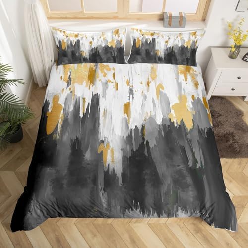 jejeloiu Abstact Duvet Cover Queen Size Geometric Comforter Cover for