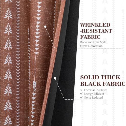 MEETSKY Boho Terracotta 95% Blackout Curtains for Bedroom 50Wx72L,2
