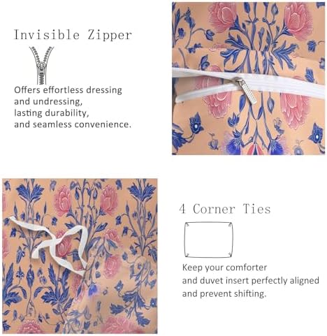 Queen Duvet Cover Set Children's Design Floral Texture Soft Microfiber