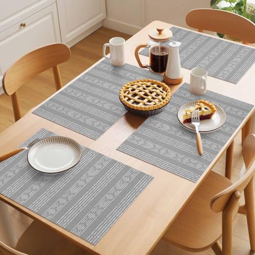 Abstract Classic Striped Placemats Set of 6 Washable Table Mats for