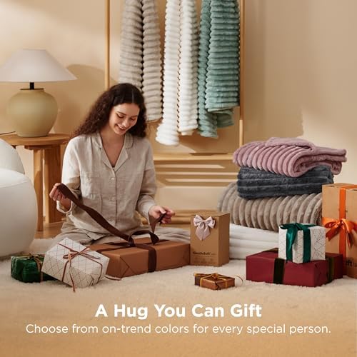 Bedsure Soft Cozy Cal King Size Blanket for Bed Off White 102"x96"