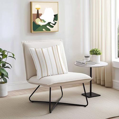 Outdoor Waterproof Pillow Covers 18x18 Inch Cream Stripes Pack of 2
