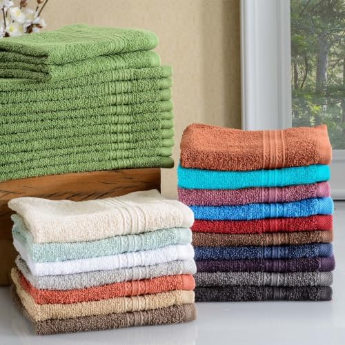 SUPERIOR Eco-Friendly Cotton 12-Piece Face Towel/Washcloth Set, Small