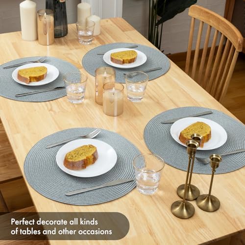 Winknowl Round Braided Placemats Set of 4 Washable Woven Heat