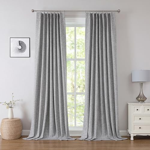Kayne Studio Dark Grey Pinch Pleat Blackout Curtains 108 Inches Extra