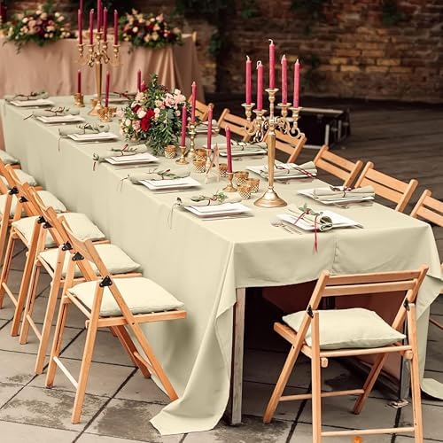 Ivory Polyester Rectangle Tablecloth - 60" x 102" (1 Piece), Elegant