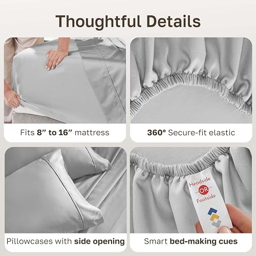 California Design Den Soft 100% Cotton Queen Size Bed Sheet Set, Light