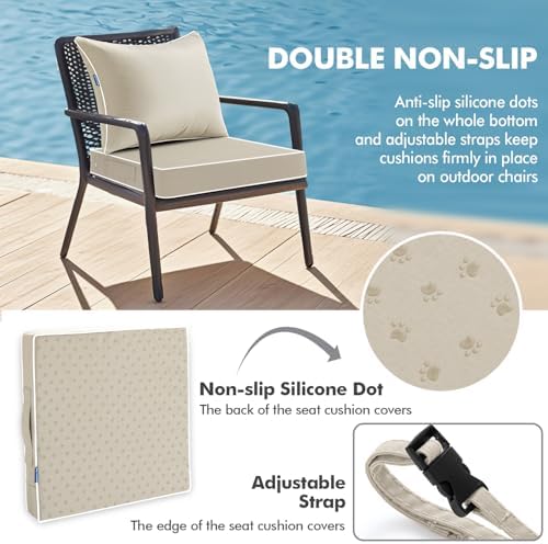 MIULEE Beige Outdoor Seat Cushion 24x24 Inch Waterproof Cushion