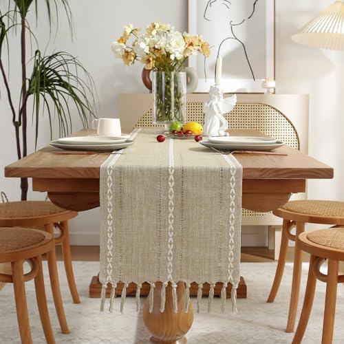 Wracra Rustic Linen Table Runner, Coffee Table Runners 90 inches Long