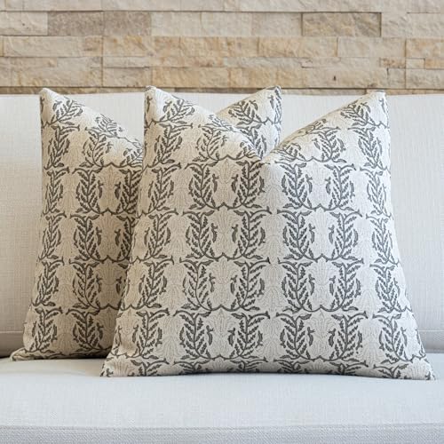 FIOUOVO Floral Throw Pillow Covers 20x20 Set of 2 Block Print Cushion