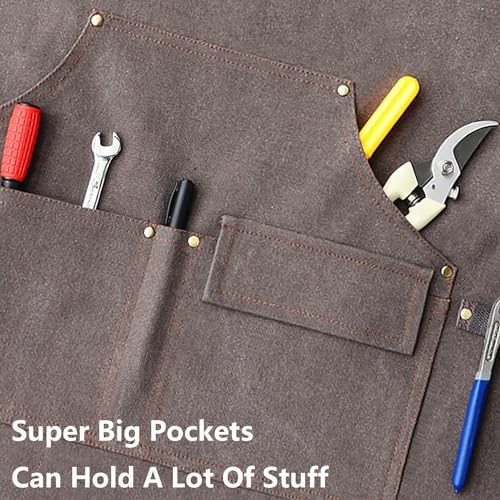 AFUN Work Aprons for Men with Large Pockets, Cotton Canvas Cross Back