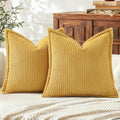Mecatny Corduroy Fall Throw Pillow Covers 20x20 Set of 2 Mustard