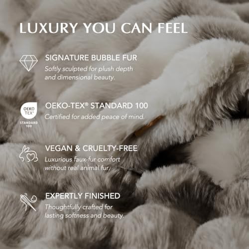 EverGrace Double-Sided Bubble Faux Fur Throw Blanket, 60"x80", Light