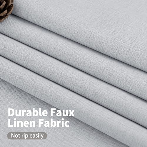 YoungsTex Light Grey Linen Blackout Curtains 63 Inch Length for