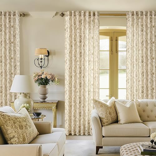 Extra Long Floral Curtains 120 Inches Long for Living Dining Room