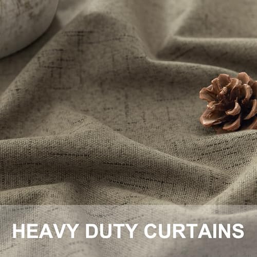 Linen Brown Curtains for Bedroom 84 Inch Long 2 Panel Burg 100%