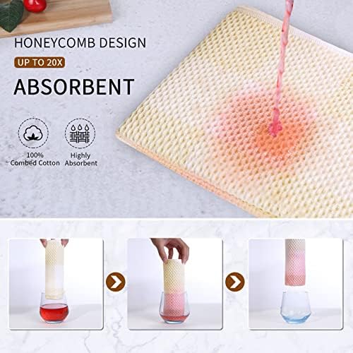 Mordimy Cotton Waffle Weave Dish Cloths, 12"x 12", 6 Pack, Beige &