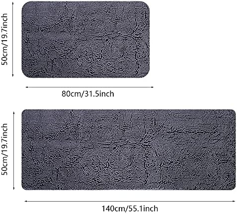 2 Piece Chenille Bath Mat Set - Anti Slip, Water Absorbent, Machine