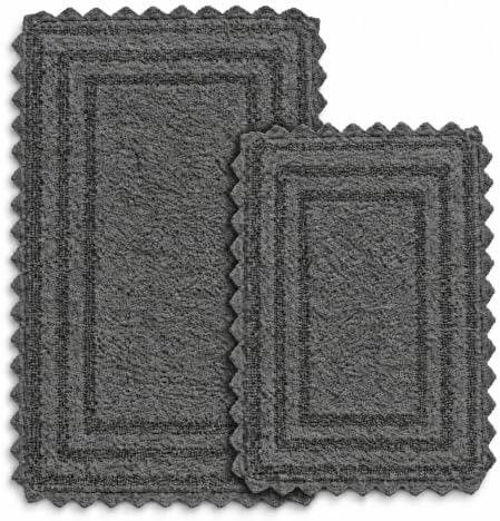 TreeWool Cotton Rectangle Bath Rug Set, 19 x 26 & 23 x 36 in