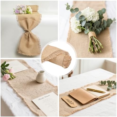18 Pcs Burlap Table Runners Bulk 12 x 71 Inch Khaki Farmhouse Burlap