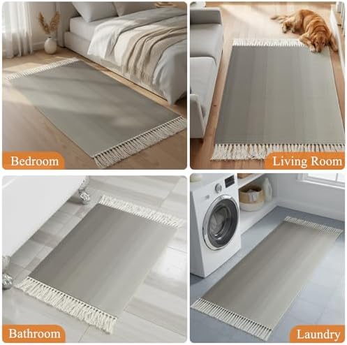 Brown Ombre Hallway Runner Rug 2'x5', Farmhouse Brown Gradient Striped