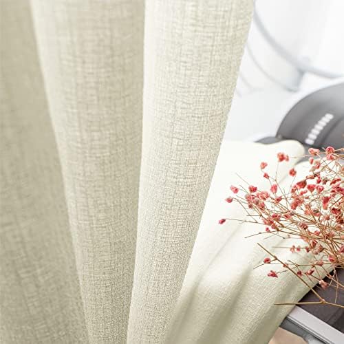 Melodieux Cream Yellow Semi Sheer Curtains 108 Inches Long for Living