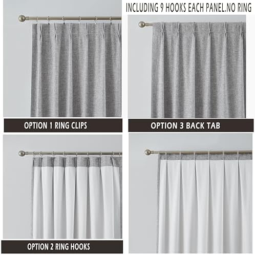 Kayne Studio Dark Grey Pinch Pleat Blackout Curtains 108 Inches Extra