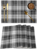 Cotton Linen Placemats for Dining Table Set of 8 Classic Black White