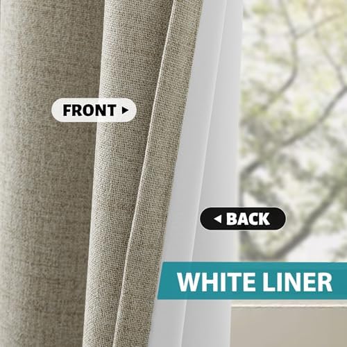 SimpleHome Natural Taupe Linen Curtains for Living Room,96 Inch 2
