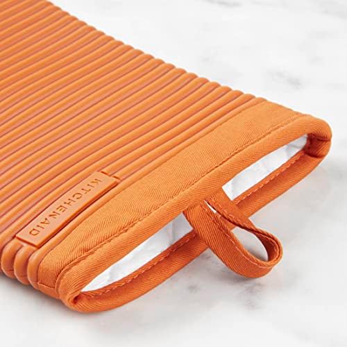 KITCHENAID Ribbed Soft Silicone Oven Mitt 2-Pack Set, 7.5"x13", Honey