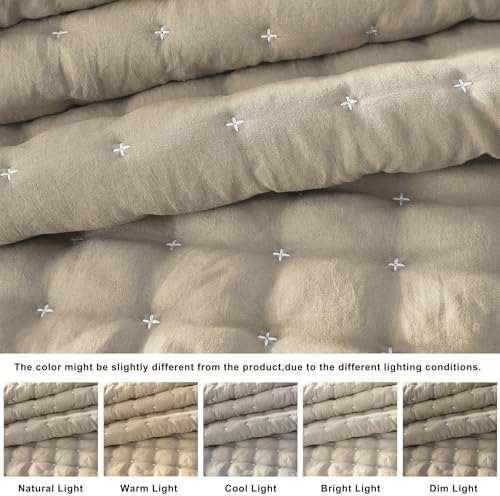 WDCOZY Cloud Soft Quilt Set, Oversized King Size, Beige, 116x106