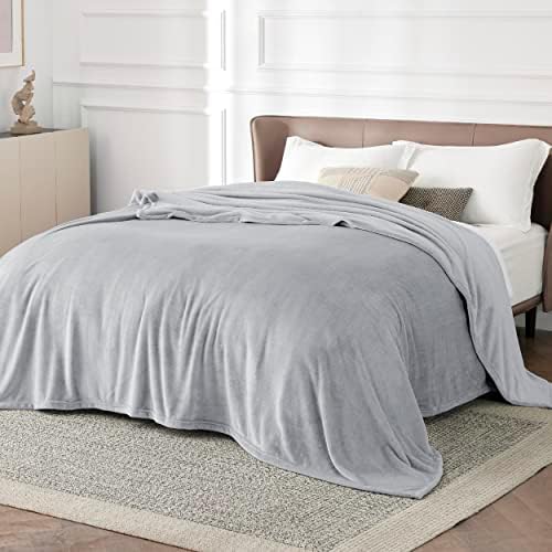 Bedsure GentleSoft Fleece Blanket California King Light Grey