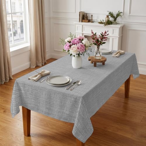 Rectangle Tablecloth, Solid Color Gray Waterproof Table Cloth 60x120