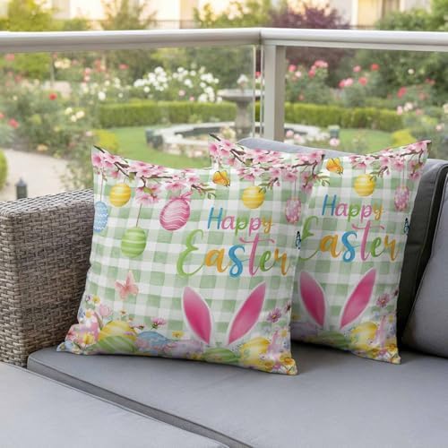 Happy Easter Outdoor Waterproof Throw Pillow Covers 18x18 Set of 2