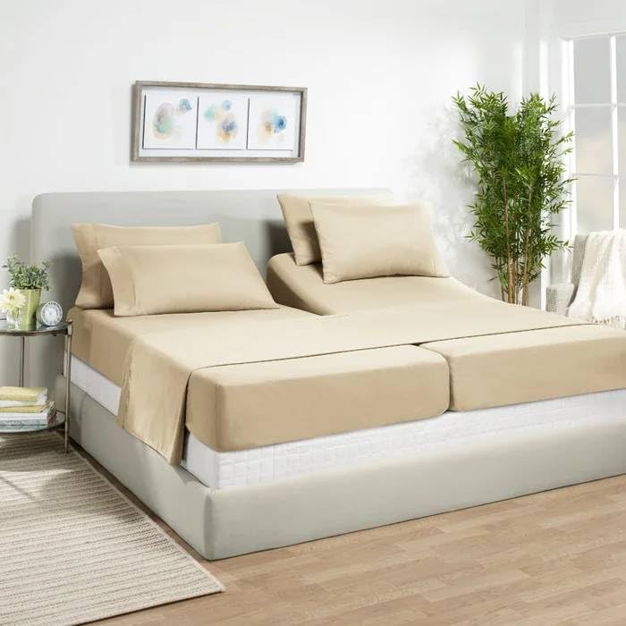 SlumberWell Split King Bed Sheets 100% Cotton Sheet Set, 5 Pieces