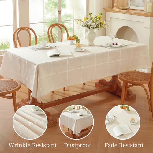 Zobesta Linen White Table Cloth Rectangle Table 53x70 Inch