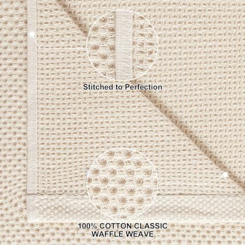 Mordimy 10 Pack 100% Cotton Kitchen Towels and Dishcloths Set, Beige