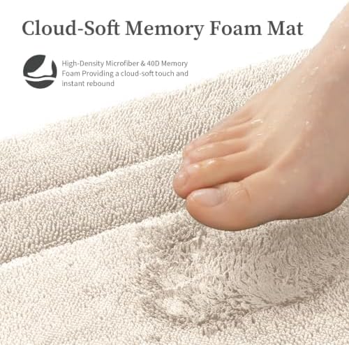 YIHOUSE 5-Piece Towel-Like Memory Foam Bathroom Rug Set, Beige