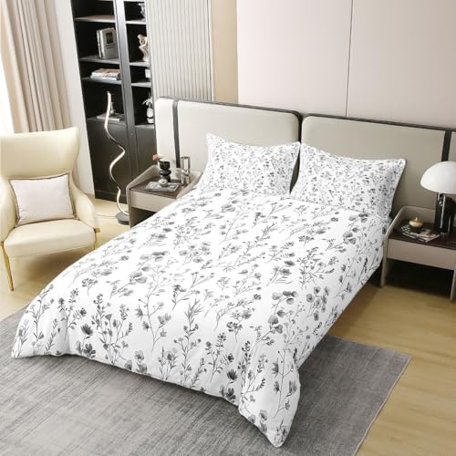 Erosebridal Botanical Floral 100% Cotton Duvet Cover Queen Size Modern