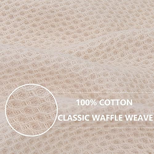Homaxy 100% Cotton Oversized Waffle Weave Kitchen Towels 6-Pack, Beige