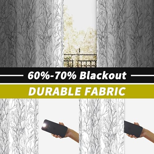 DriftAway Tree Branch Blackout Curtains Double Layer 63 Inches Long