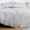 Duvet Cover Set Full/Queen Size Washed Cotton Yarn, Jacquard Gray and