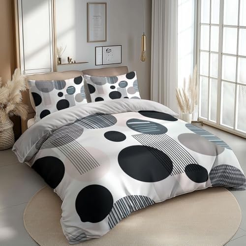 Bedding Gray Texture Duvet Cover Set Queen, 3 Pieces Modern Abstract
