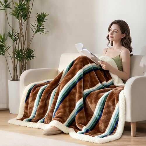Reversible Fleece Throw Blanket for Bed, and Couch, King 108" x90”