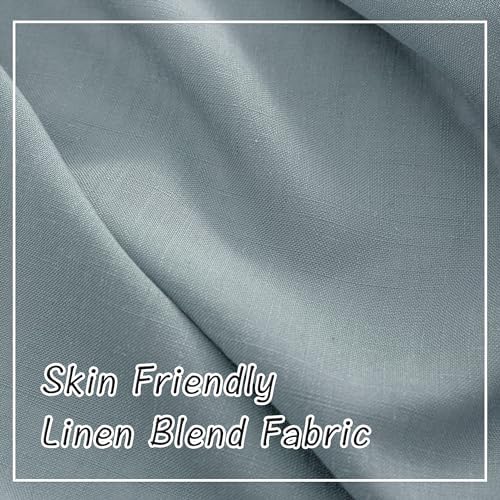 DONREN Stone Blue Linen Back Tab Curtains 96 Inches Long 2 Panels Set