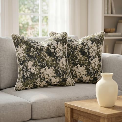 Vintage Floral Throw Pillow Covers 20x20 Inches Set of 2 Boho